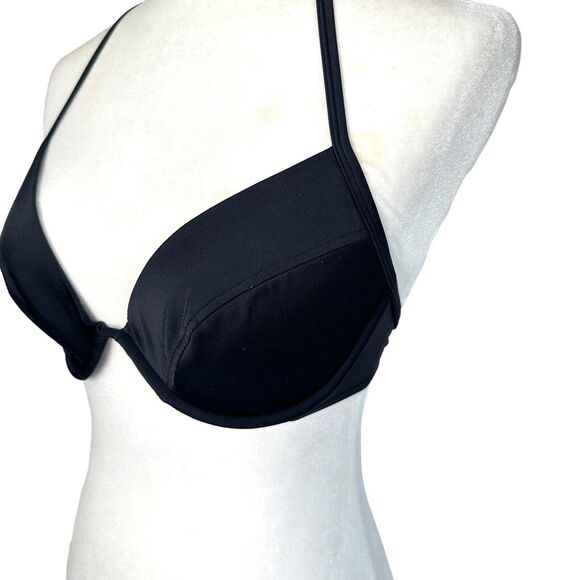 Victoria's Secret Black Swimsuit Bra Bikini Top Halter Underwire Padded 34D - Picture 3 of 7